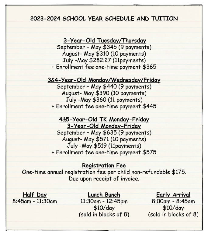2023-24 schedule tuition